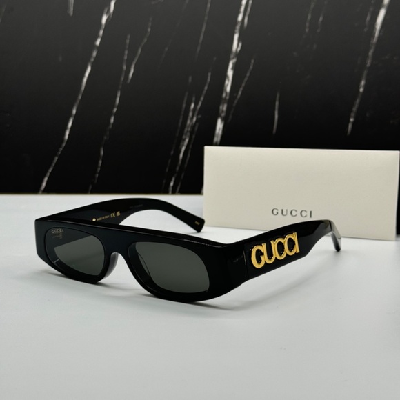 NEW GG1771S 001 GUCCI BLACK GREY GEOMETRIC WOMEN GUCCI SUNGLASSES - Picture 2 of 14